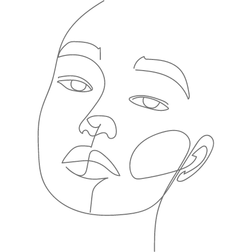 Thin outline of female face with text that reads microneedling